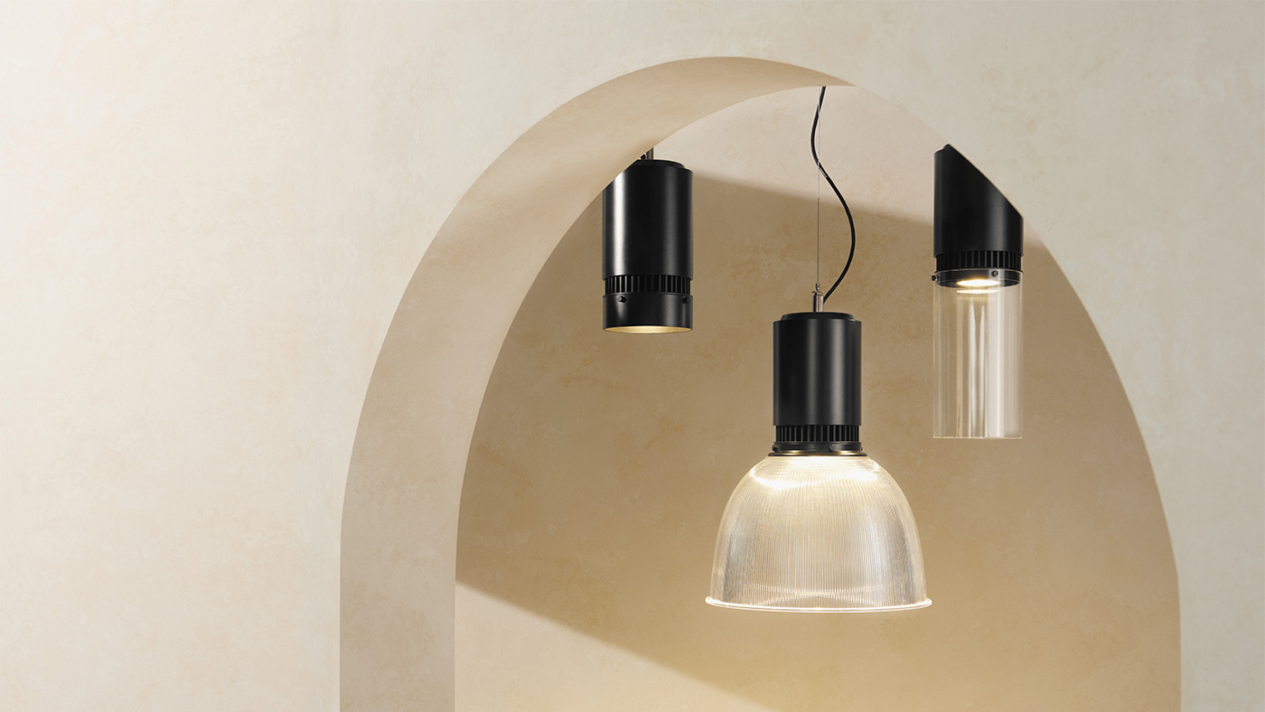 Colbern Road Library Center interior with Vela cylinder luminaires