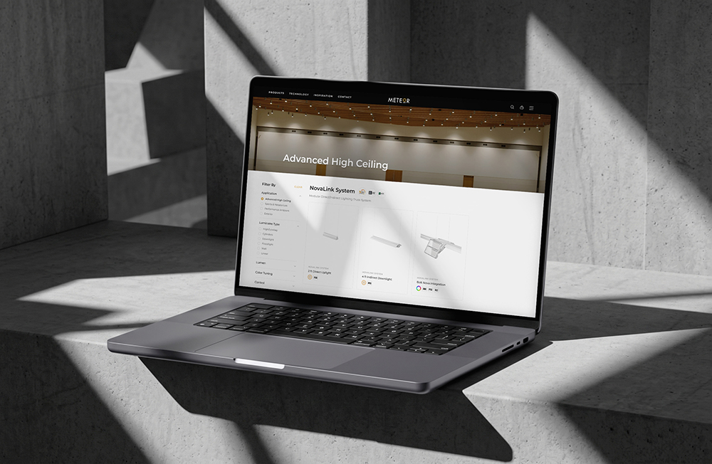 New Meteor Lighting website shown on desktop and mobile devices