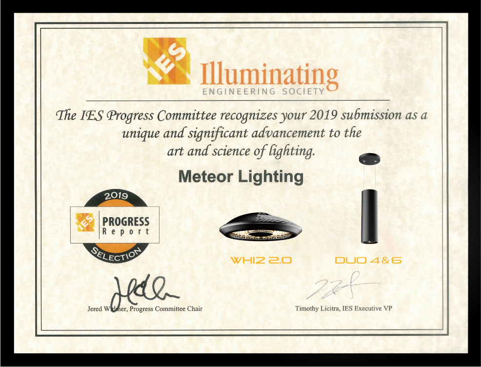 Three Meteor Lighting products were recognized by IES PRogress Report Committee