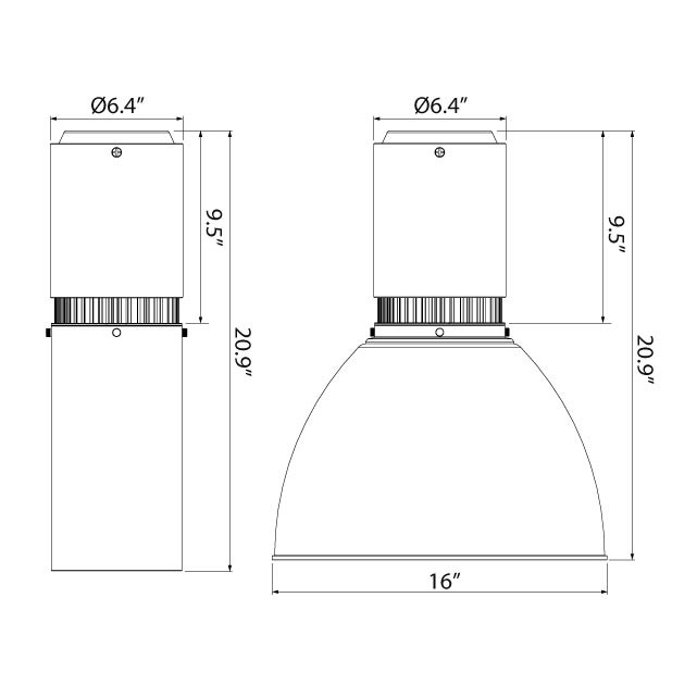 VELA 6 HIGH PERFORMING CYLINDER FROM METEOR LIGHTING DIMENSIONS